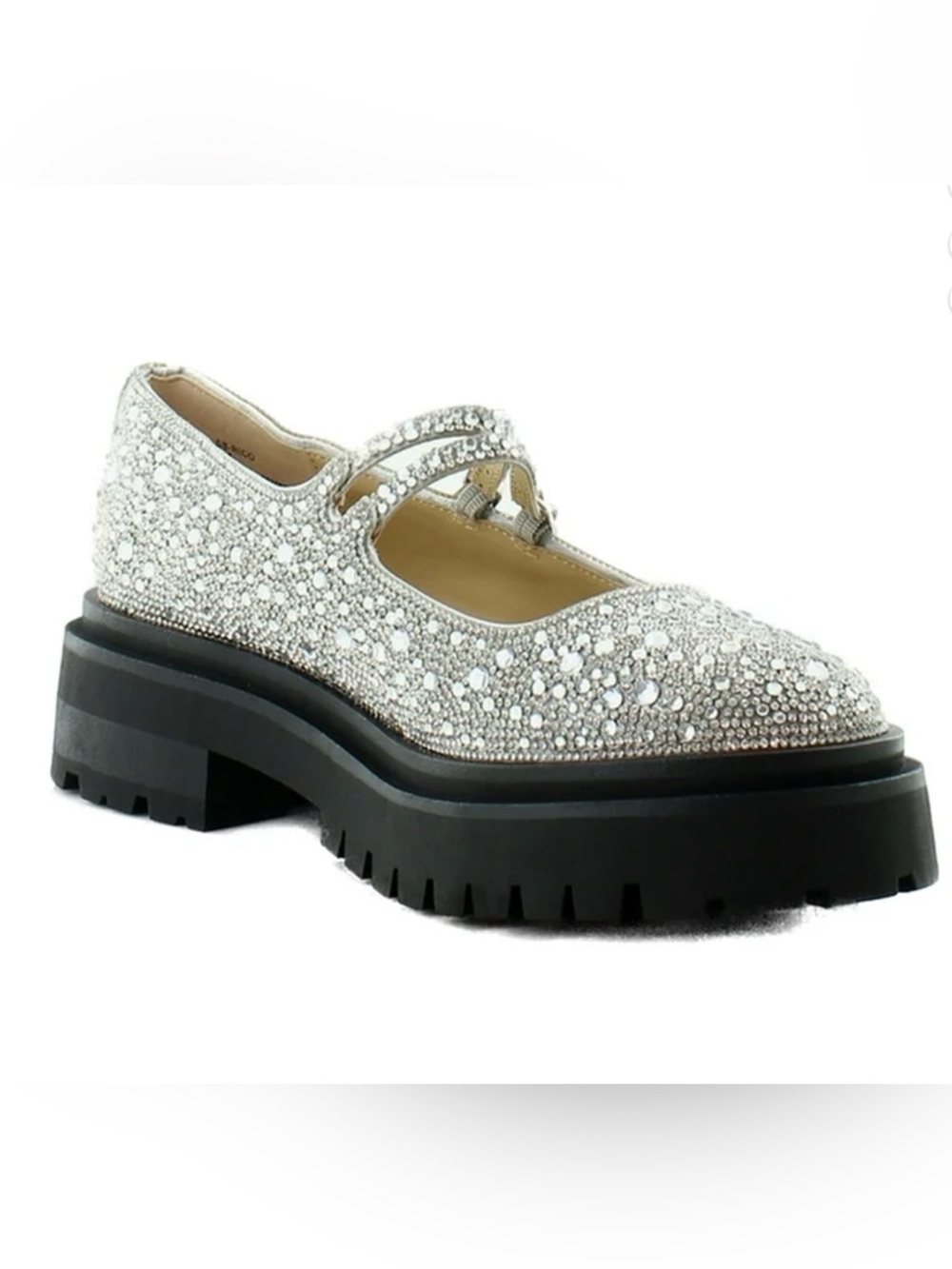 NWOT- Betsey Johnson ‘Rico’ Rhinestone Platform Silver Mary Jane